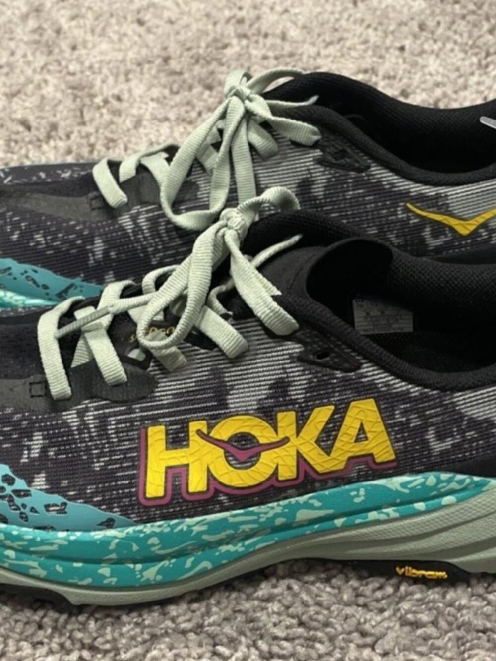 Size 7B-Hoka One One Speedgoat 6 Trail Shoes Black Aloe 1147811/BLVR Women's NEW
